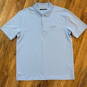 Greg Norman Polo Shirt Mens L Light Blue Excellent Play Dry Golf Performance